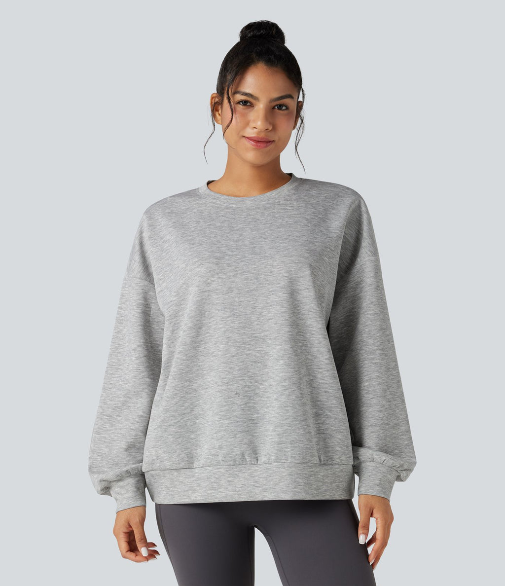 Sweat-shirt col rond manches longues coupe décontractée avec poches