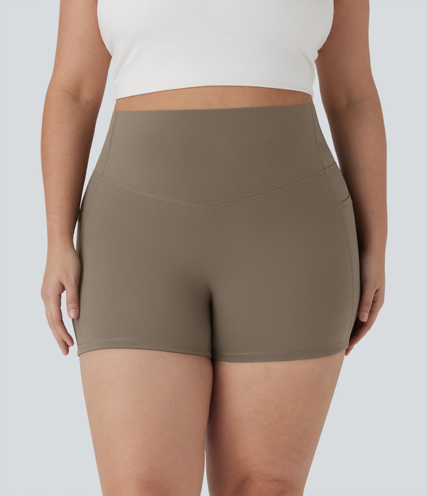 Short cycliste 7,5 cm d'entraînement gainant taille haute grande taille avec poches Halara UltraSculpt™