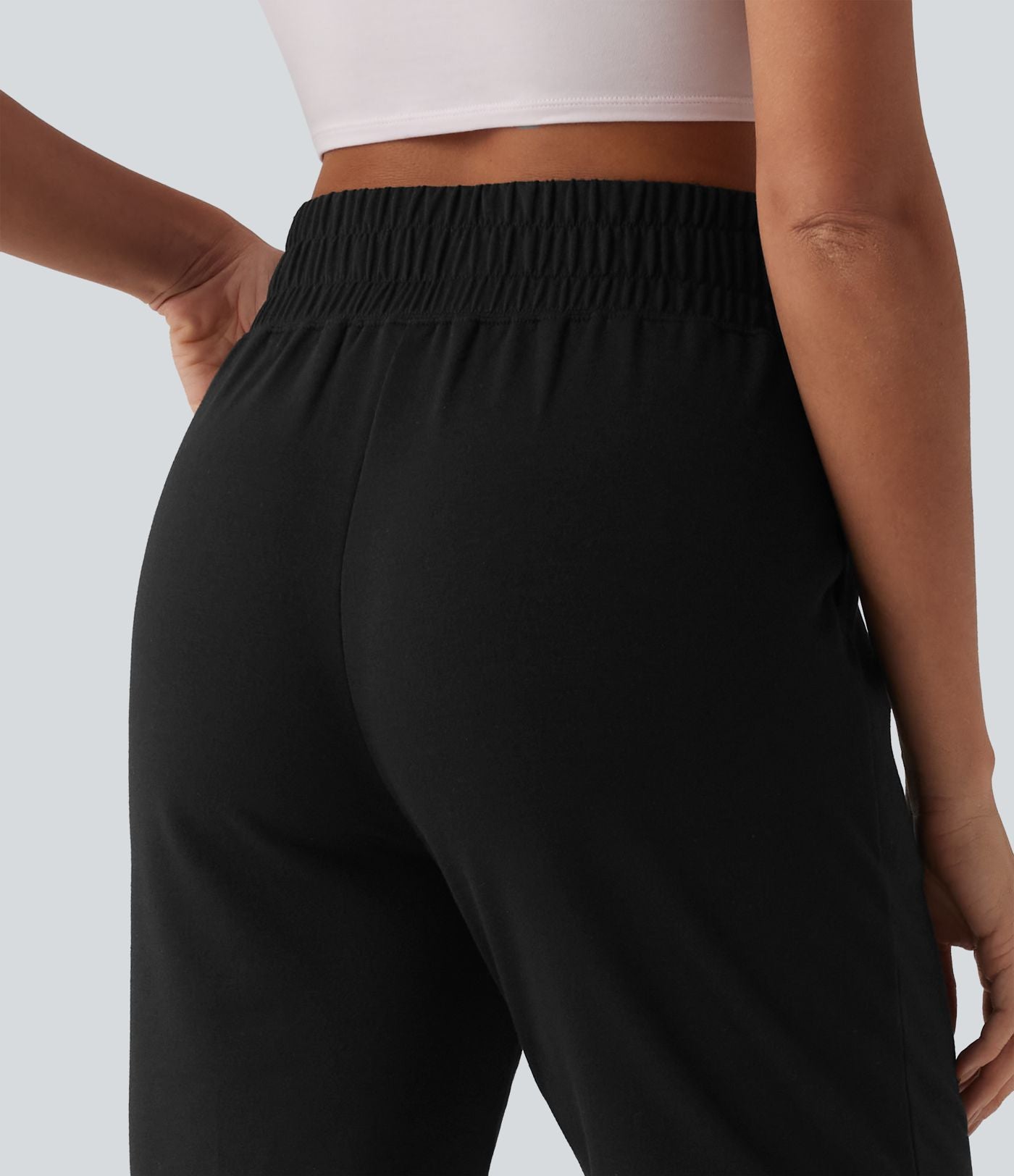 Short sweat décontracté taille haute à ourlet roulé avec poches