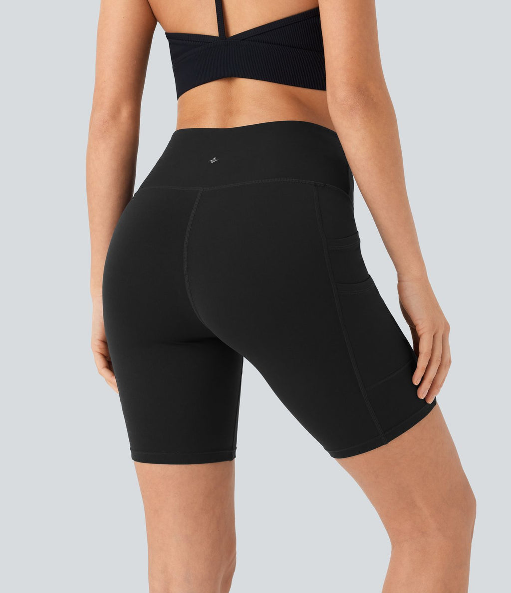 Short cycliste de yoga Softlyzero™ taille haute à double poches 17,5cm - Protection UV UPF50+
