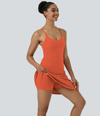Softlyzero™ Airy Robe Sport de Yoga Plus Longue Dos Nu Découp Bretelles Réglables et Poches