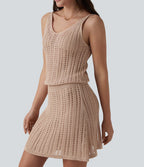 Robe mini moulante col V en maille pull