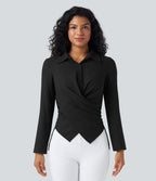 Chemise tailleur portefeuille manches longues avec lien dos
