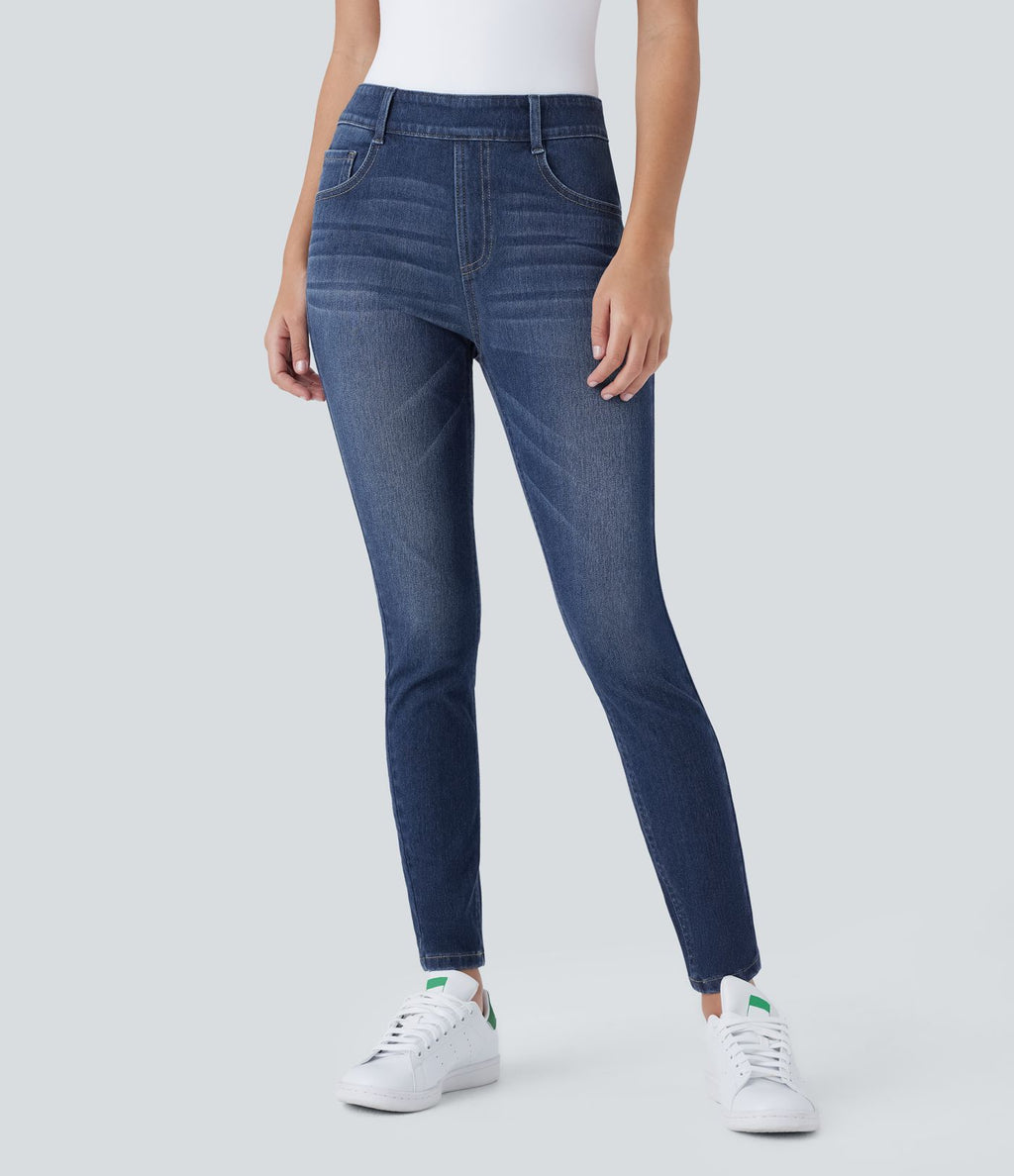Jean skinny 7/8 décontracté taille mi-haute Halara Flex™ avec poches à enfiler