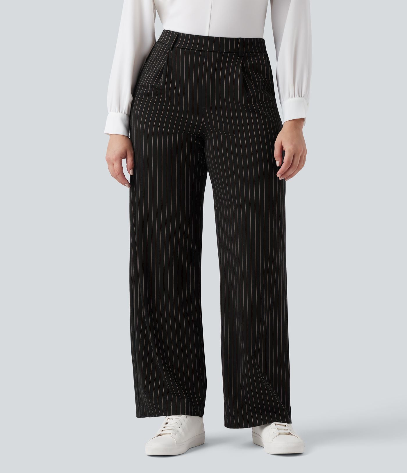 Pantalon Halara Flex™ tailleur droit taille haute rayé effet frais InstantCool avec poches