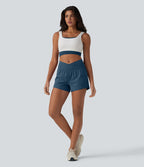 Short de yoga 2-en-1 SoftlyZero™ Airy croisé taille haute 7,5 cm effet frais InstantCool avec poches
