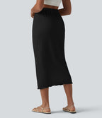 Jupe midi décontractée taille haute