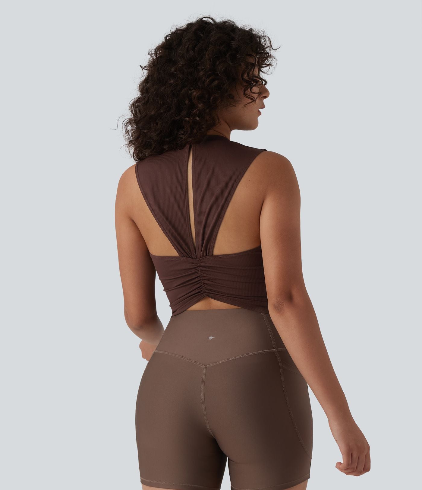 Débardeur de sport maille côtelée col rond