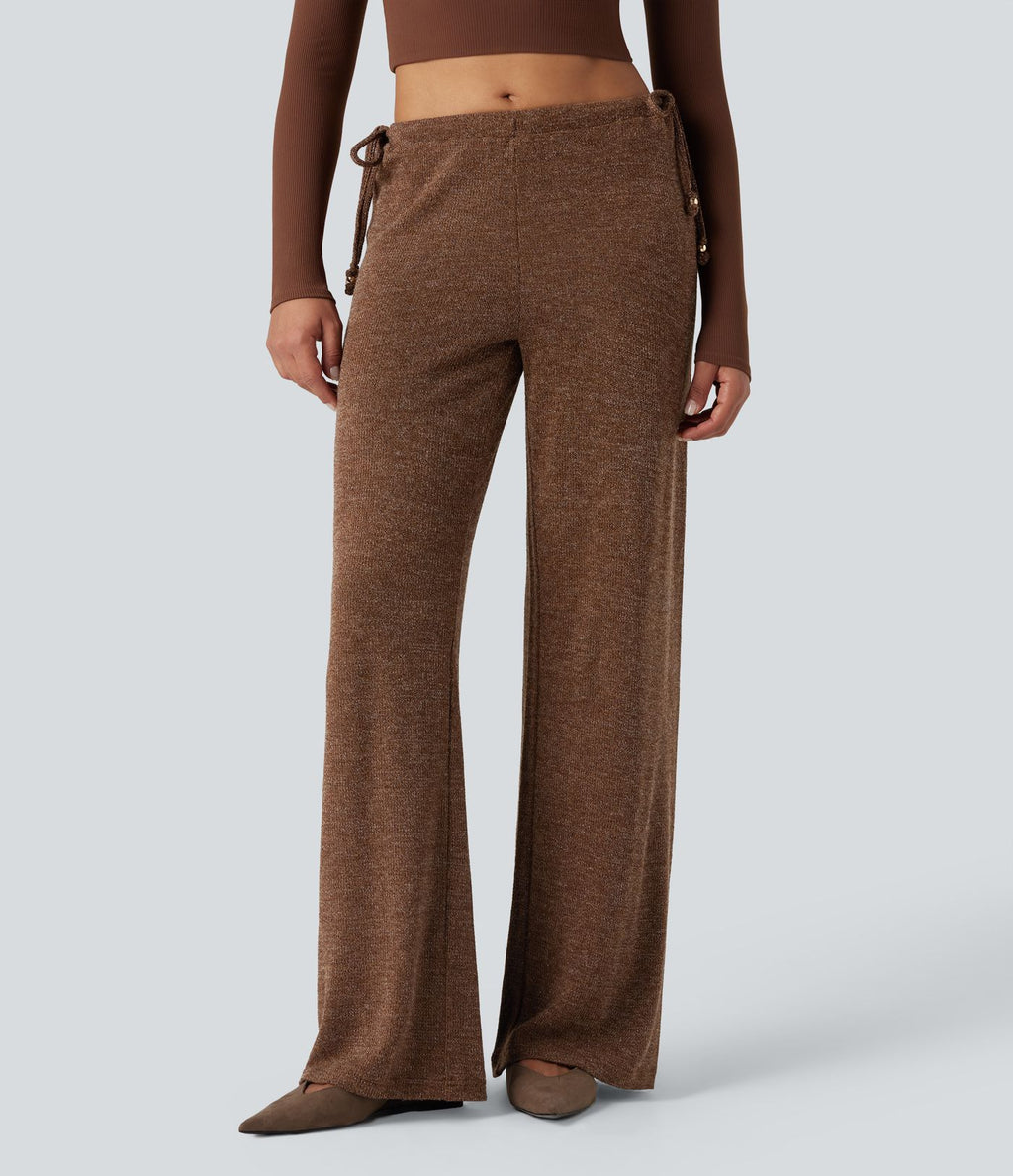 Pantalon large tricot effet sparkle avec poches