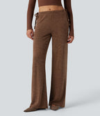 Pantalon large tricot effet sparkle avec poches