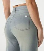 Jean droit Halara Flex™ à taille haute, poches multiples, effet délavé et tissu extensible