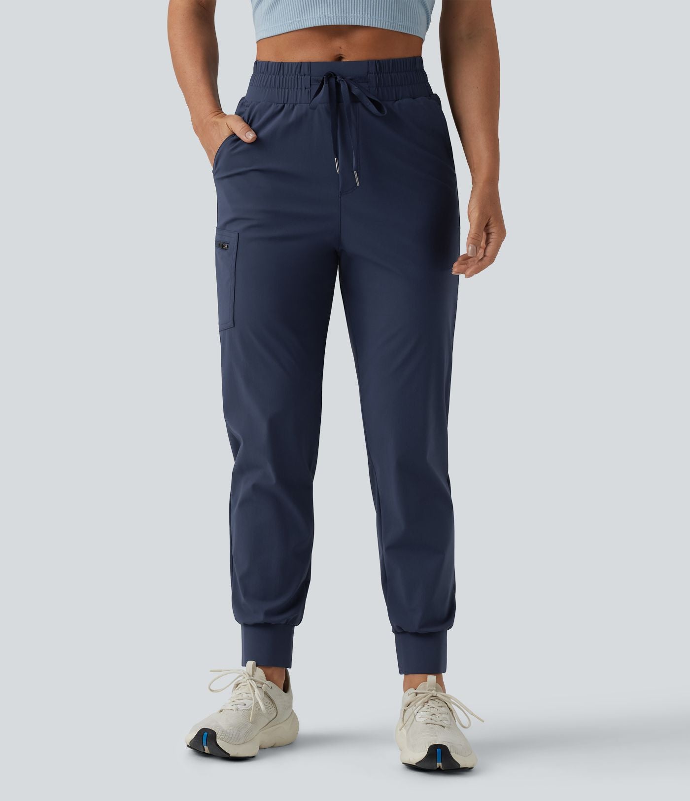 Jogging running taille mi-haute à cordon de serrage avec poches