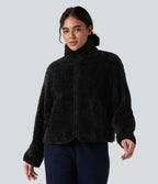 Veste sherpa col montant manches longues avec poches