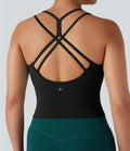 Débardeur yoga dos nu croisé froncé bretelles doubles longueur allongée sans couture OneForm Seamless Flow