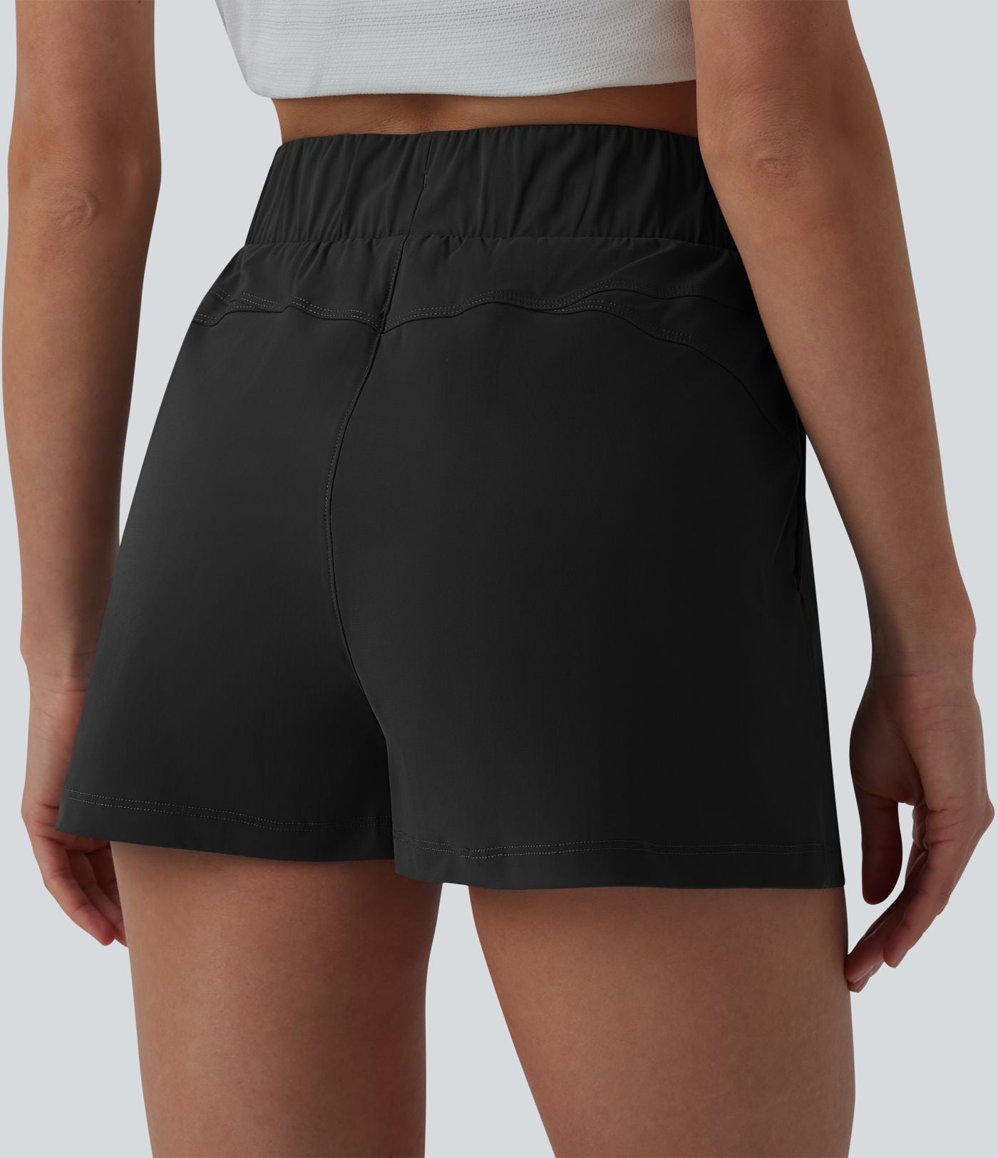 Short de running taille haute effet frais InstantCool et séchage rapide avec poches,cordon réglable, 6,5 cm, protection solaire UPF40+