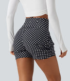 Short 8 cm taille haute froncé à pois avec poches