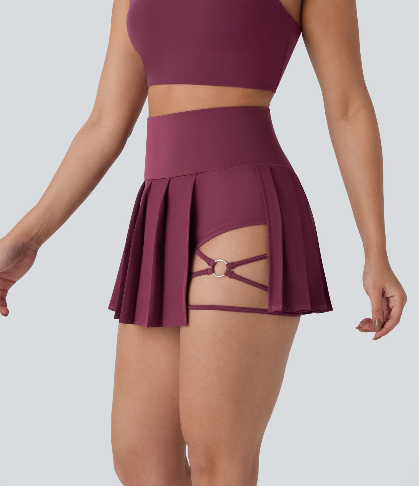 Jupe-short de danse mini Breezeful™ à taille haute, plissée, 2-en-1, avec poches latérales et arrière, ourlet asymétrique et séchage rapide