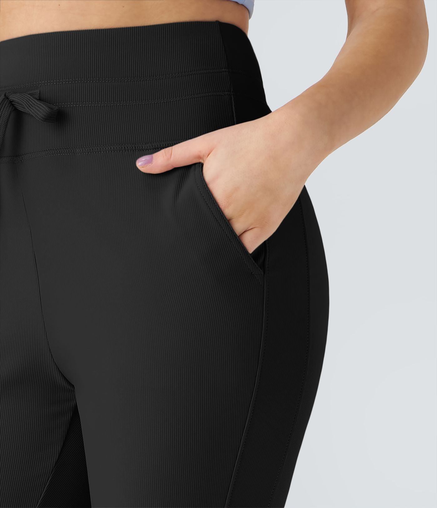 Patitoff™ Flow Pantalon De Jogging Taille Haute Résistant Aux Poils d'animaux Avec Cordon De Serrage Et Poche Latérale Uni Sur Toute La Longueur