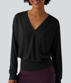 Blouse de travail col V croisée manches longues