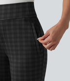 Halara Flex™ Pantalon tailleur évasé taille mi-haute à carreaux avec poches