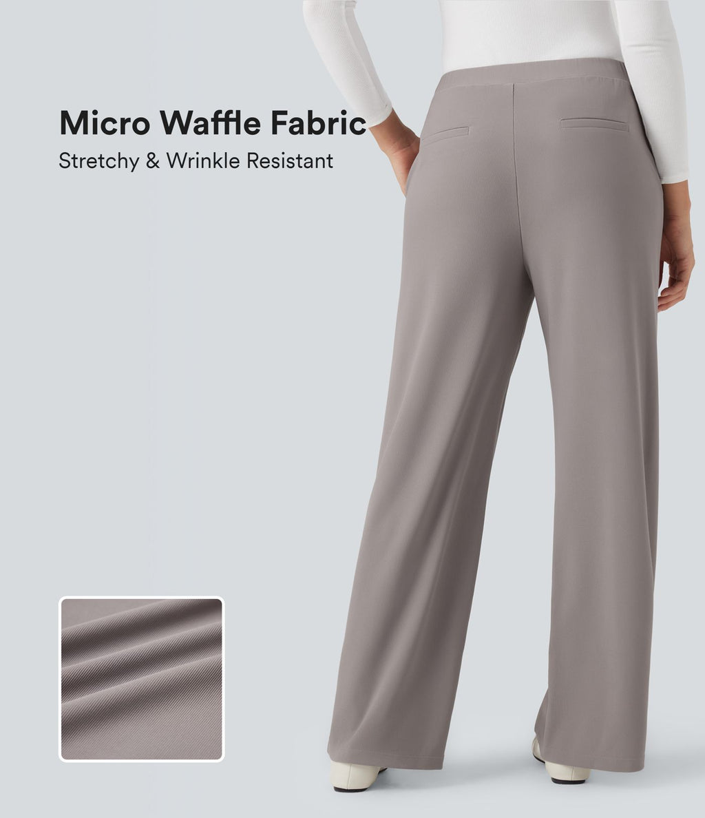 Pantalon tailleur baggy gaufré Halara Flex™ taille haute avec poches
