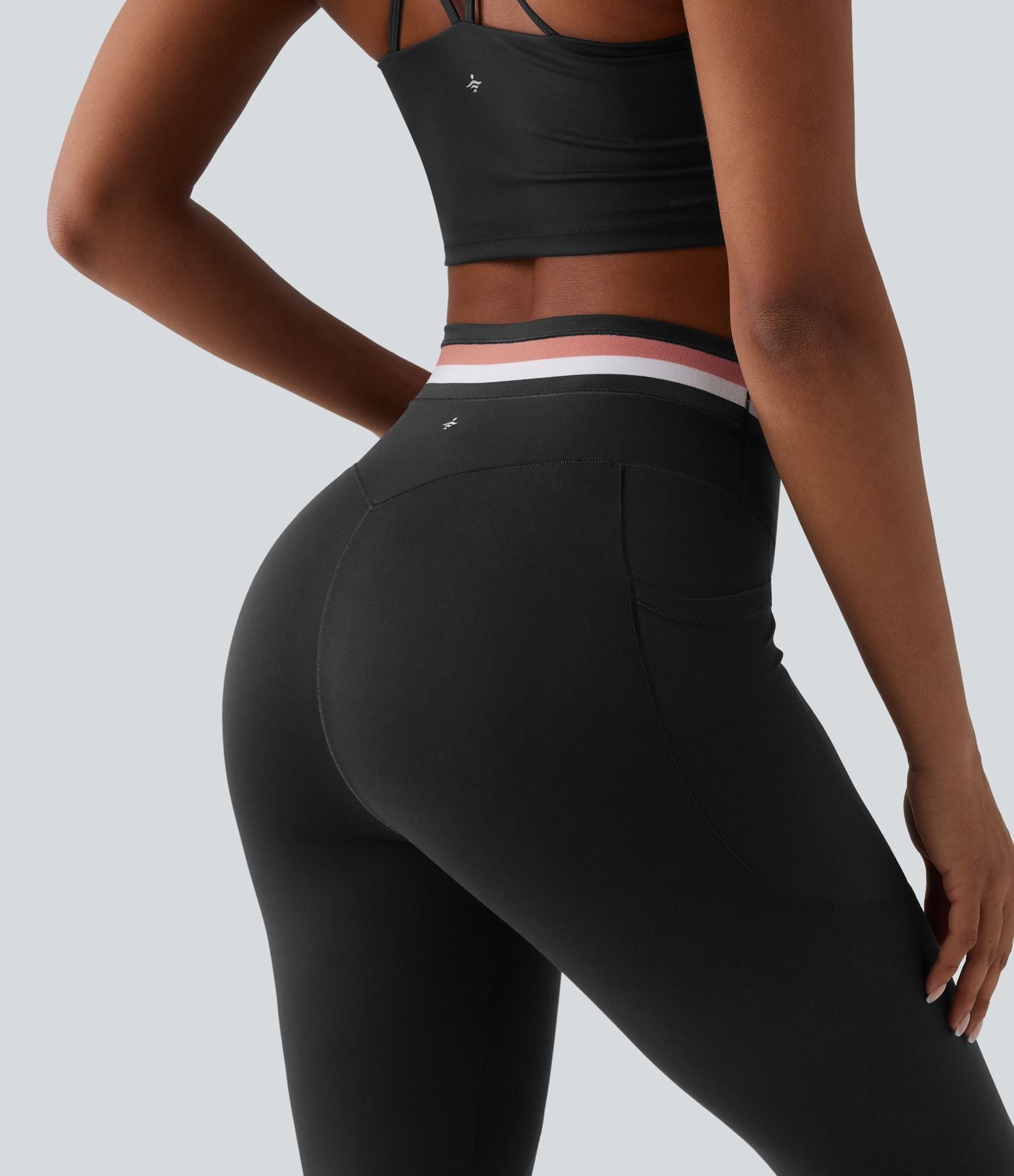 Legging de sport Halara UltraSculpt™ 7/8 gainant taille haute color block à rayures avec poches