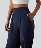 Pantalon cargo décontracté effet frais InstantCool séchage rapide taille haute à ourlet ajustable avec poches, protection solaire UPF40+