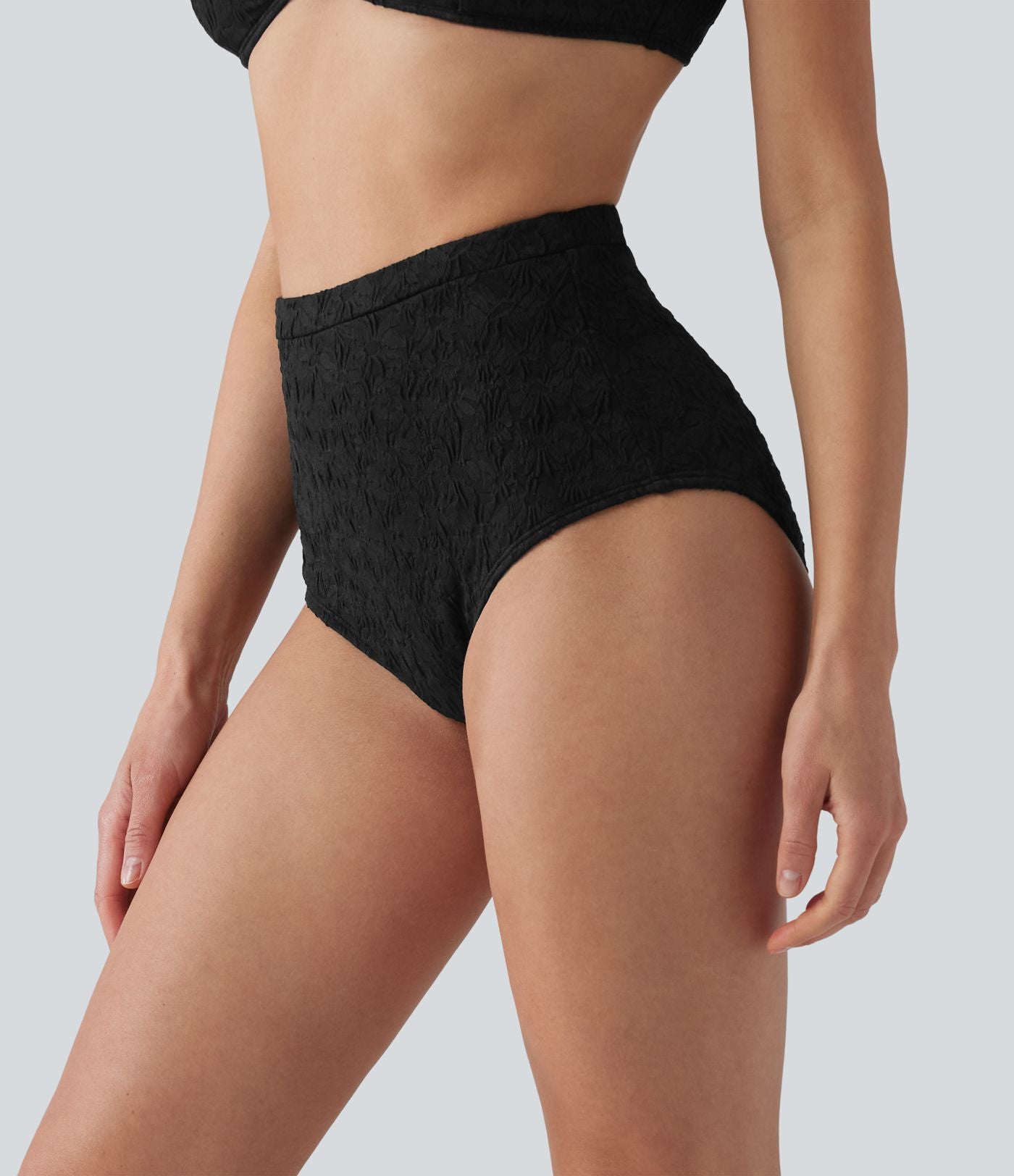 Bas de bikini gainant jacquard taille haute