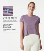 Haut de sport de running Halara UltraSculpt™ Cool, séchage rapide, col rond, manches courtes, ourlet asymétrique haut-bas, coupe ample — UPF50+
