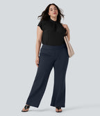 Pantalon tailleur évasé grande taille taille haute Halara Flex™ DayStretch avec poches zippées latérales