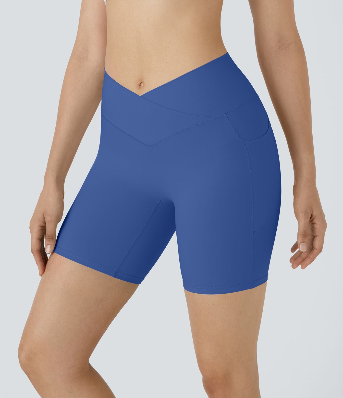 Softlyzero™ Short 17,5cm Yoga Taille Haute Crossover avec Poches Latérales