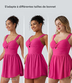 Robe casual micro-mini 2-en-1 avec brassière intégrée et décolleté cœur en SoftlyZero™ Plush avec poche - Édition Easy Peasy