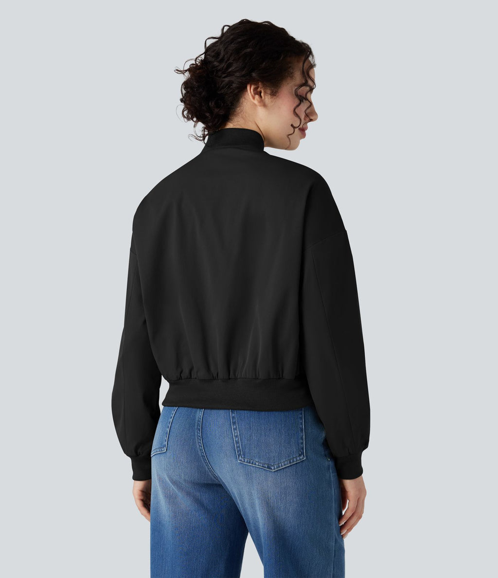 Veste bomber fermeture éclair coupe décontractée avec poches
