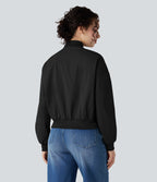 Veste bomber fermeture éclair coupe décontractée avec poches