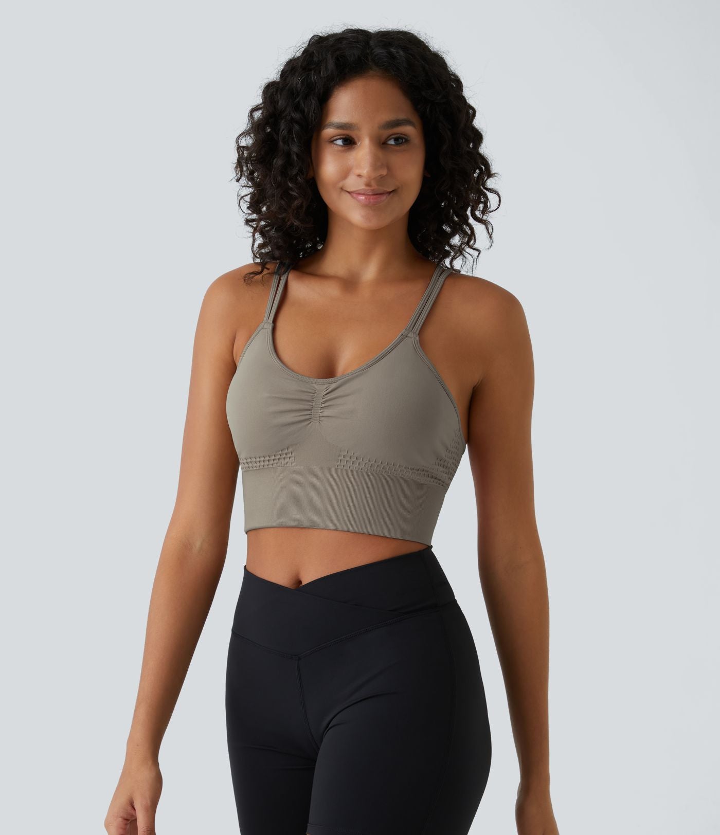 Brassière de sport maintien léger bretelles froncées doubles bonnets A-D OneForm Seamless Flow