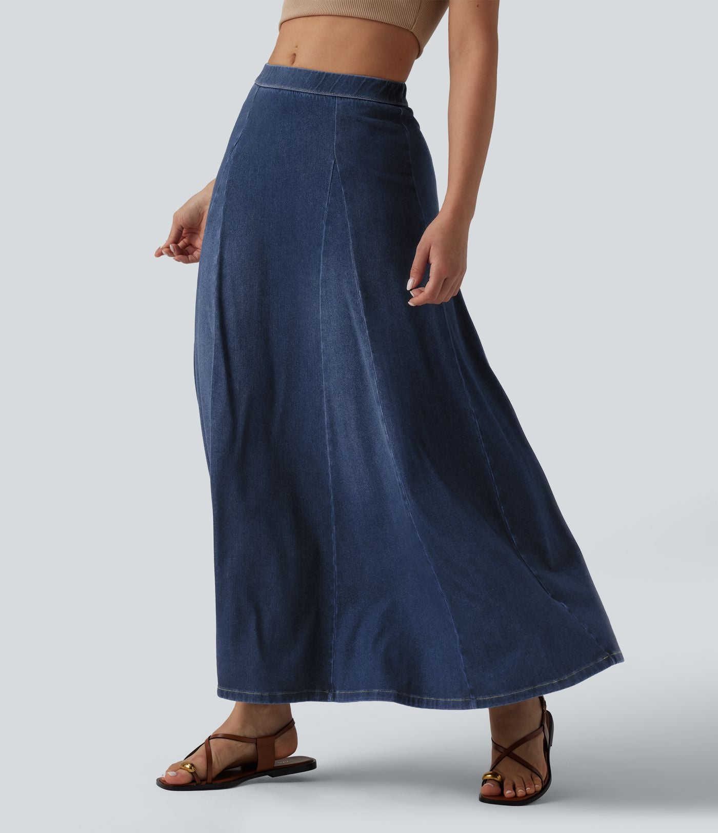 Halara Flex™ Jupe longue fluide casual taille mi-haute en lyocell drapé, bas sirène