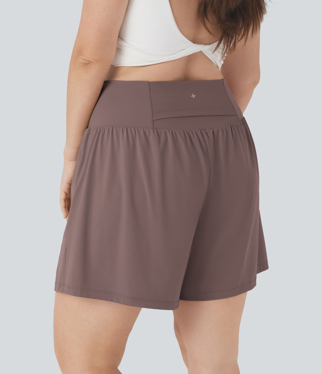 Short tailleur 2-en-1 Cool Touch yoga taille très haute Softlyzero™ Airy grande taille 17,5 cm avec poches