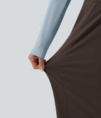 Pantalon large casual taille haute avec poches