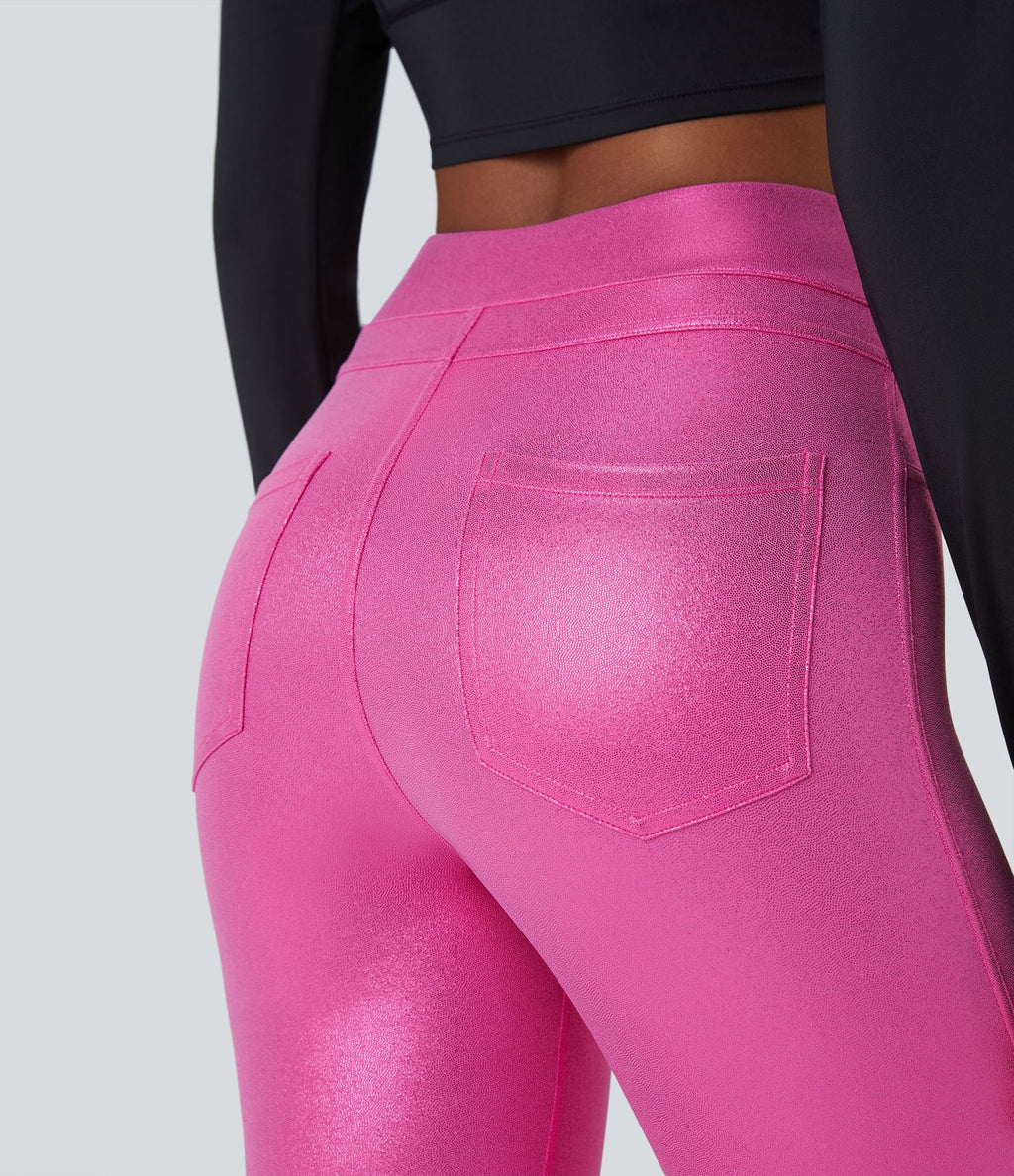 Softlyzero™ Legging Travail Taille Haute Tissu Enduit Poche Latérale Arrière