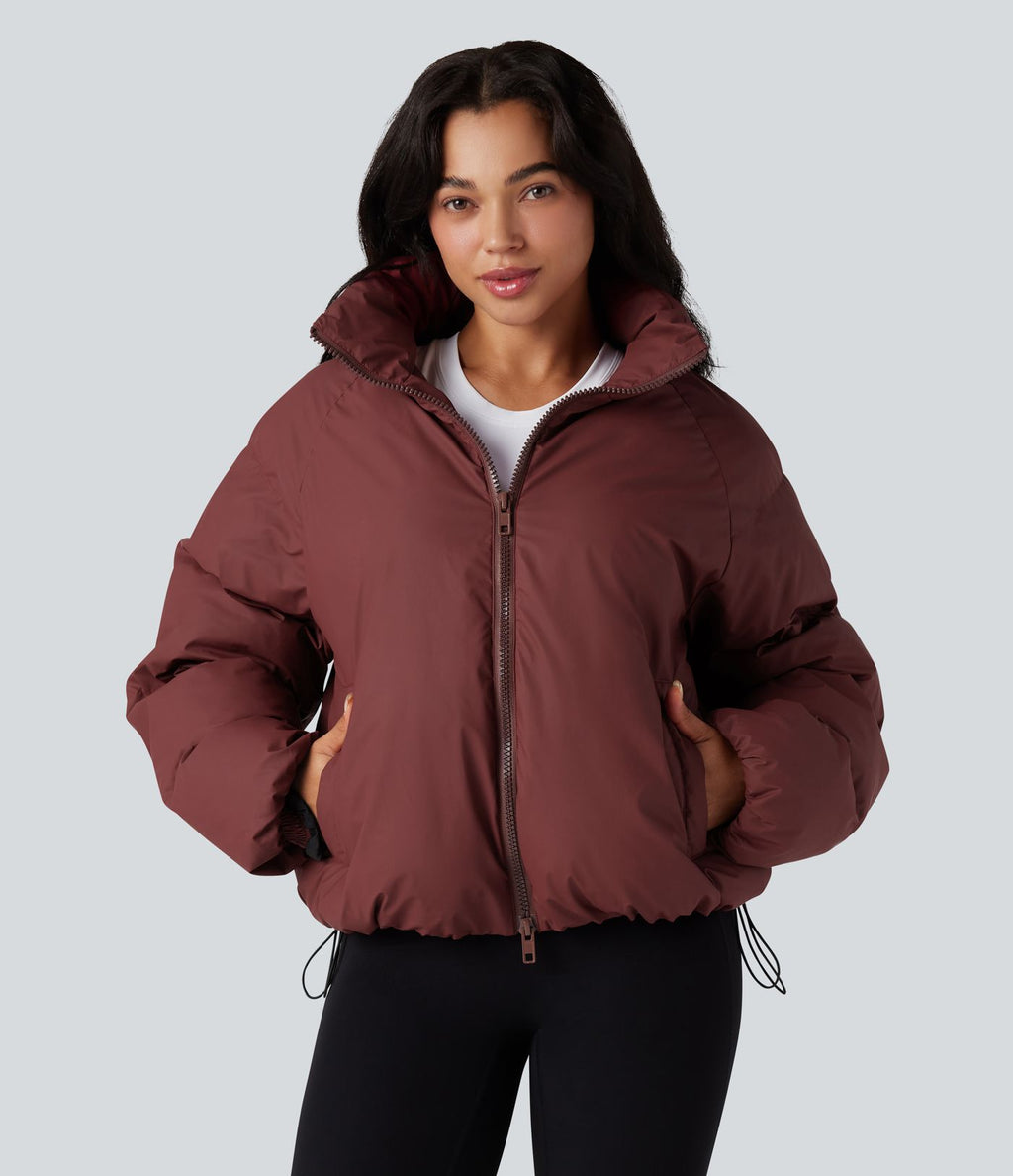 Doudoune casual oversize à col montant avec ourlet à cordon de serrage et poches