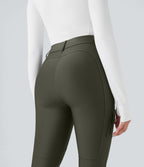 Legging 7/8 brillant taille haute avec poches