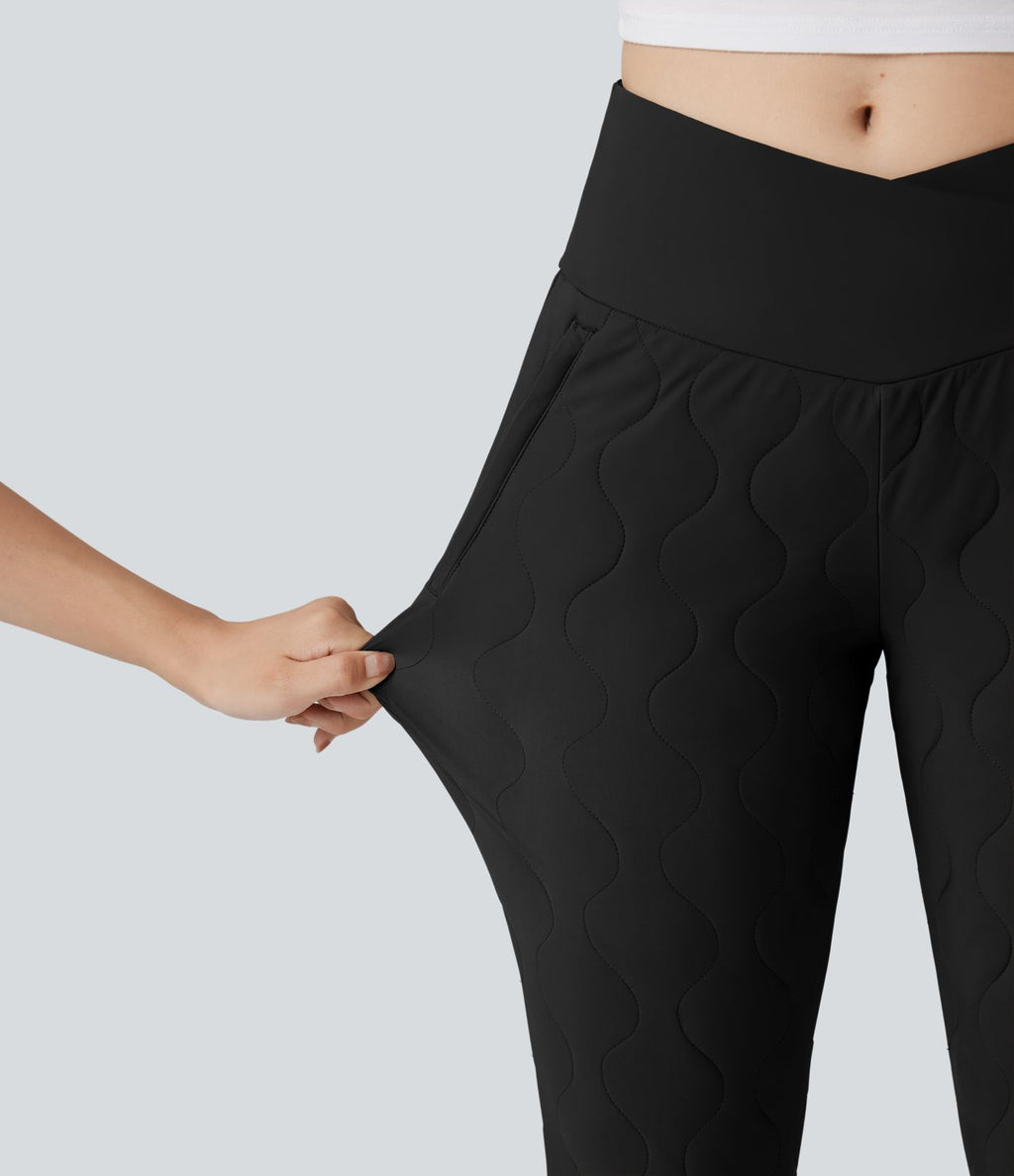 Jogging matelassé casual PuffFlex croisé taille haute avec poches