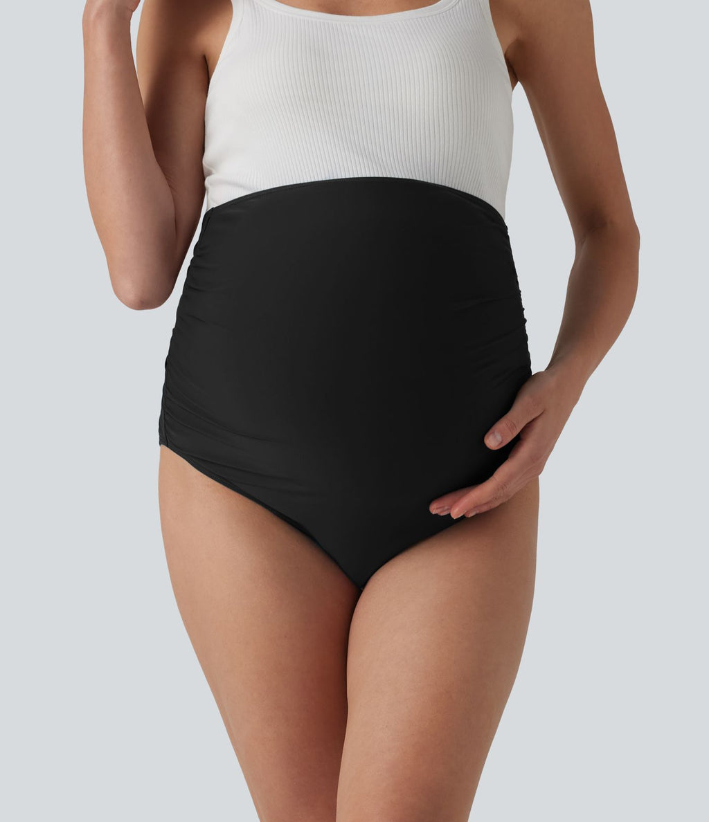 Culotte de bikini de grossesse taille ultra haute avec fronces