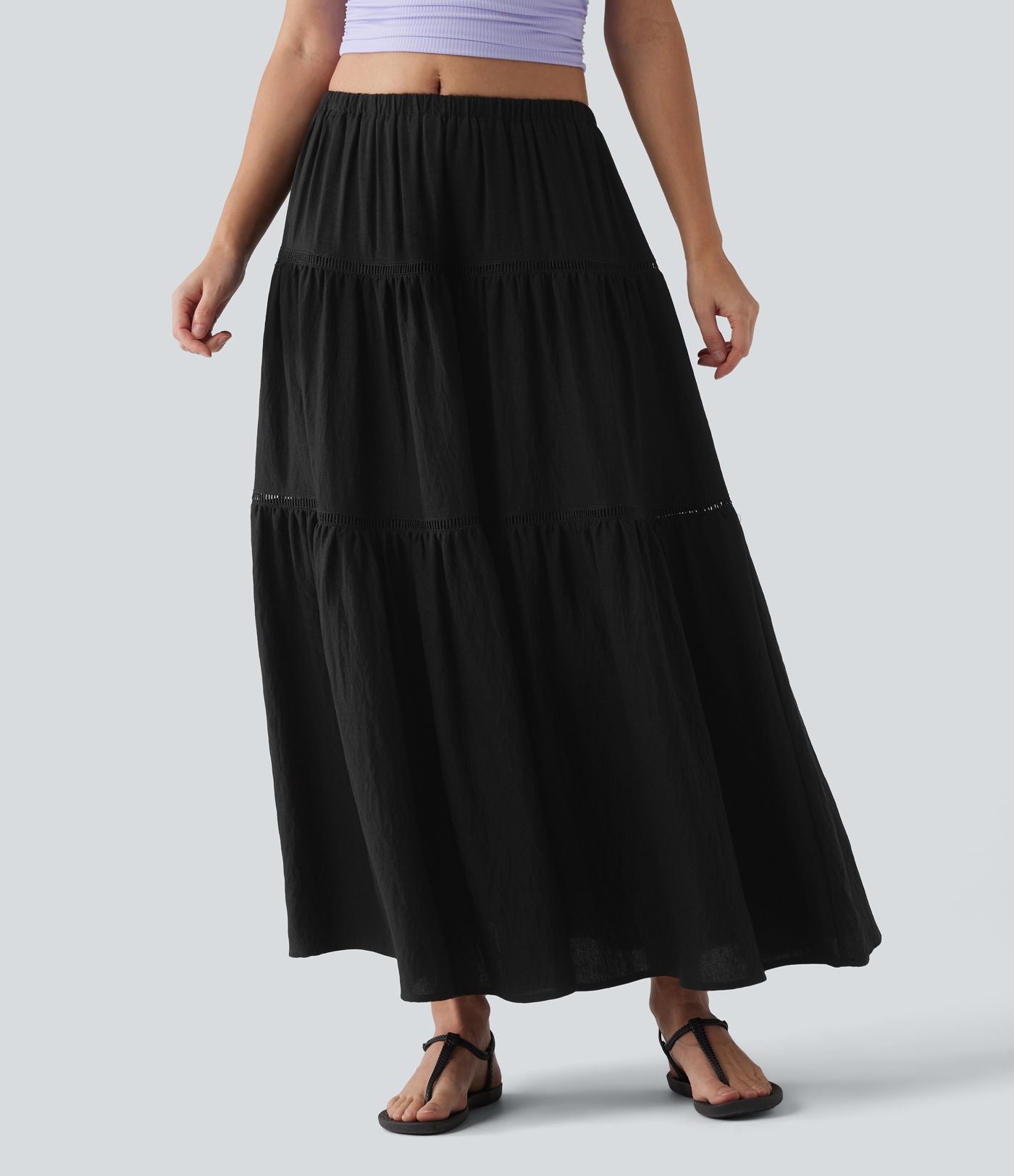 Jupe maxi fluide taille mi-haute