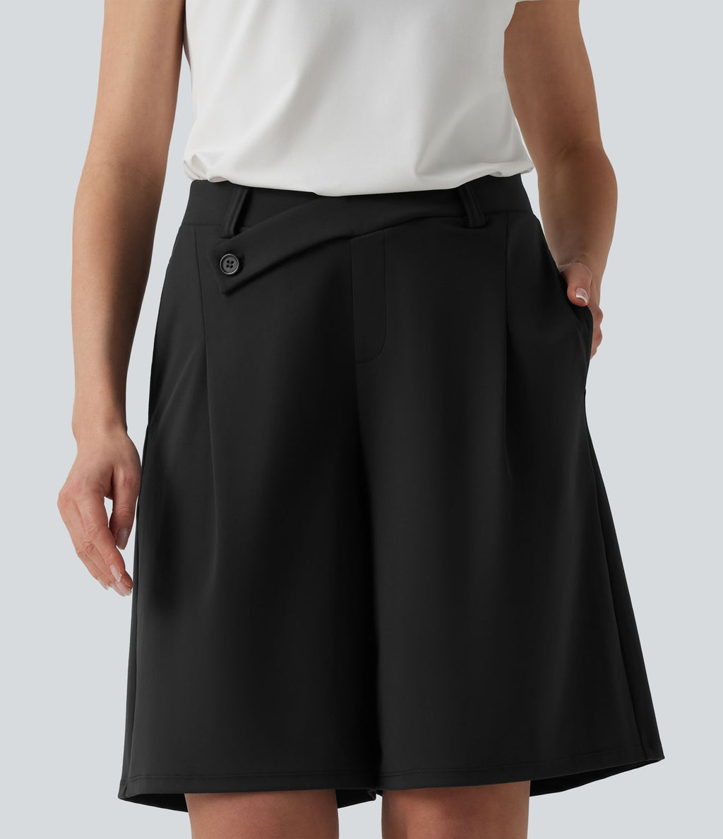 Short tailleur DayStretch mi-taille asymétrique 25 cm avec poches