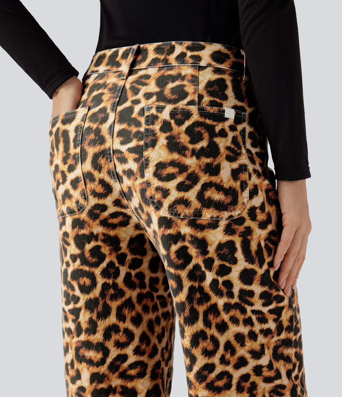 Jean baggy léopard Halara Flex™ taille mi-haute avec poches