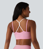 OneForm Seamless Flow Brassière de sport yoga sans couture 2 en 1 color block maintien léger avec soutien-gorge intégré