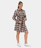 Robe Casual de Mini à Carreaux avec Col Boutons et Nœud à l'Avant