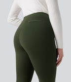 Pantalon tailleur slim taille mi-haute en ponte roma résistant avec poches