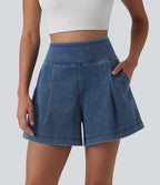 Short en jean ample Halara Flex™ taille haute décontracté avec poches